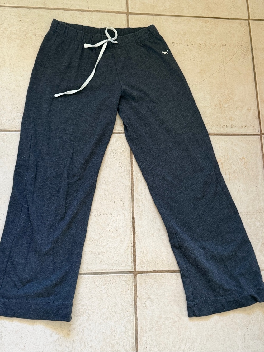 Dark Gray Drawstring Lounge Pants with Small PINK Logo